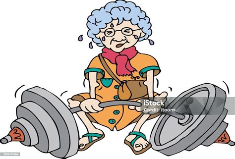weightlifting granny stock illustration download image now granny