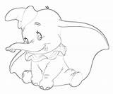 Dumbo Colouring Elephant Coloringhome sketch template
