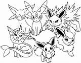 Coloring Eevee Pokemon Pages Evolutions Pikachu Eeveelutions Together Print Colouring Sheets Visit Choose Board sketch template