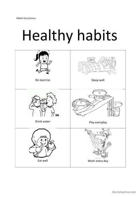 healthy habits english esl worksheets