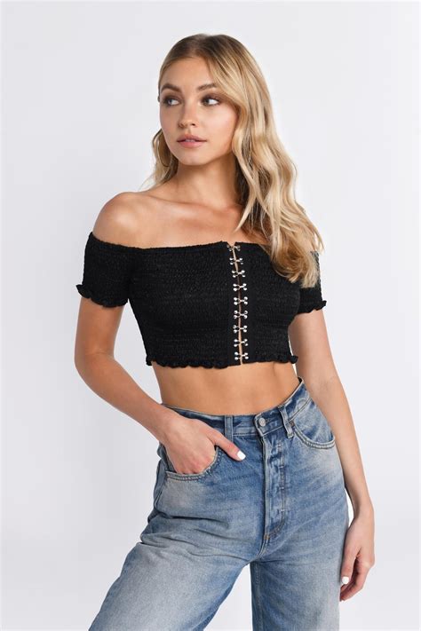 tobi crop tops womens smocked crop top black theipodteacher