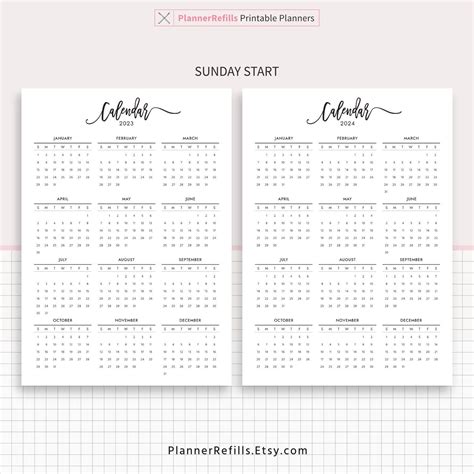 calendar  calendar year   glance planner etsy