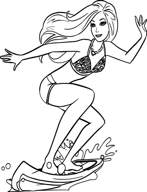 barbie surfing coloring pages coloring pages