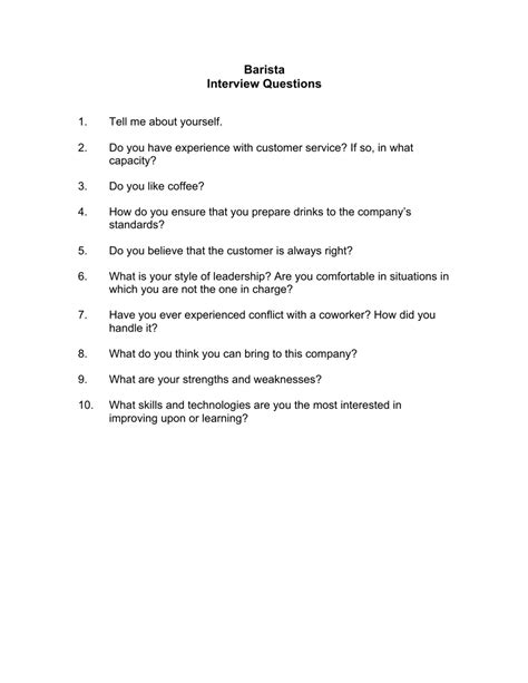 sample barista interview questions fill  sign