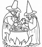 Coloring Witch Pages Pot Cooking Halloween Kids Holiday Season sketch template