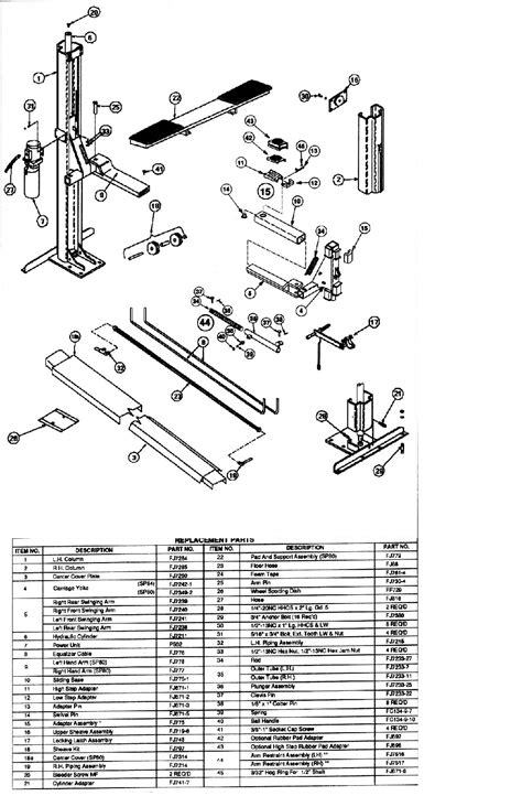 rotary lift parts diagram hanenhuusholli