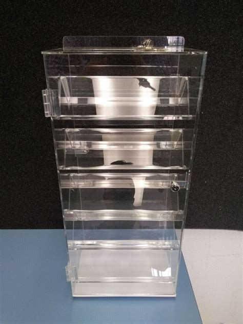 acrylic display case multi  rotating stand   shelves clear ad