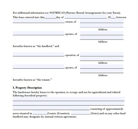 pasture lease agreement templates   ms word google