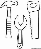 Coloring Hammer Saw Wrench Labor Tools Print sketch template
