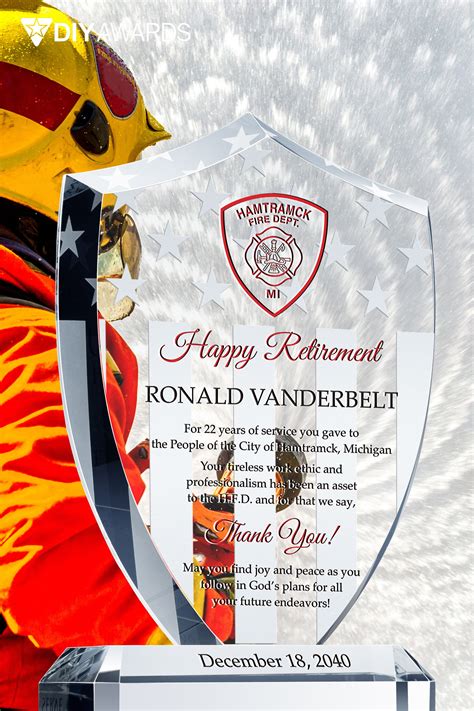 shield firefighter retirement gift plaque firefighter retirement