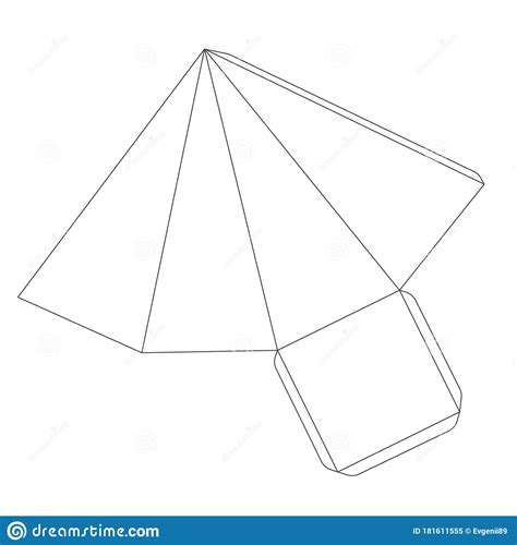 paper pyramid template   edges trim scheme  white stock
