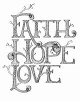 Faith Hope Coloring Pages Print Quotes Etsy Trust Clip Adult Printable Colouring Corinthians Words Letters Christian Bible Word Adults Heart sketch template
