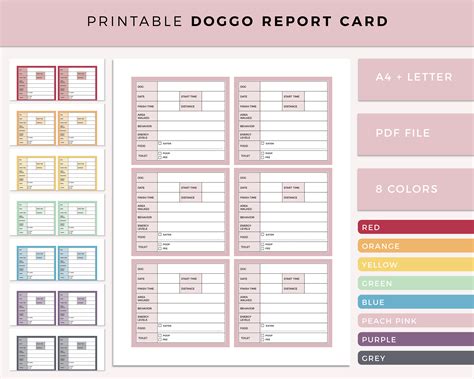printable dog report card doggo report dog daycare form etsy
