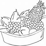 Fruit Coloring Fruits Bowl Mixed Objects Netart sketch template