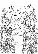 Coloring Mouse Pages Mouses Cute Hat Adult Animals Justcolor Magic Adults Printable Choose Board sketch template