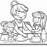 Cooking Children Grandmother Abuela Abuelas Cocinando Nonna Cumpleaños Koken Kleurende Boekpagina Grootmoeder Keuken Coloriage Cucinano Cumpleanos Paracolorear Vecteurs sketch template