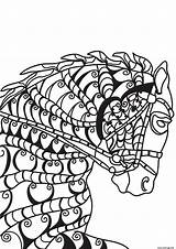 Cheval Tete Cavallo Paard Paarden Pferd Mozaiek Zentangle Malvorlage Mosaik Pferden Kleurplaten Caballo Adulte Paardenhoofd Head Supercoloring Printen sketch template