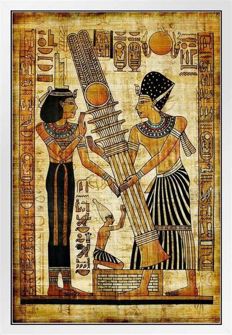 Ancient Egyptian Papyrus Hieroglyphics Illustration White