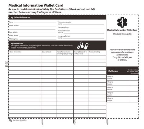 printable wallet medication list template printable templates
