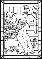 Coloring Pages Beagle Dover Kids Dog Colouring Book Beagles Dogs Glass Stained Sheets Color Publications Doverpublications Puppies Adults Animal Doodle sketch template