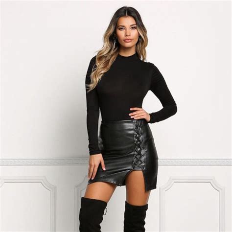 2019sexy high waist pu leather skirt summer 2019 women casual high