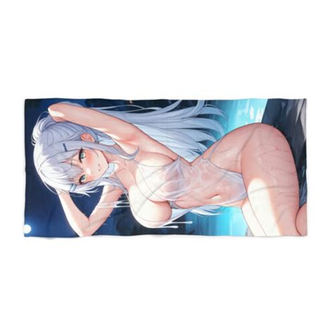 anime girl beach bath towel night swim original art manga hot sexy