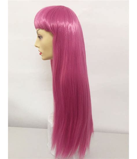 long pink wig  bangs celebrity wigs star style wigs uk