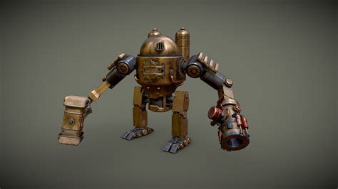 combat steampunk robot    model  andrei milin
