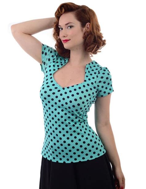 women s steady clothing sophia top mint polka dot retro
