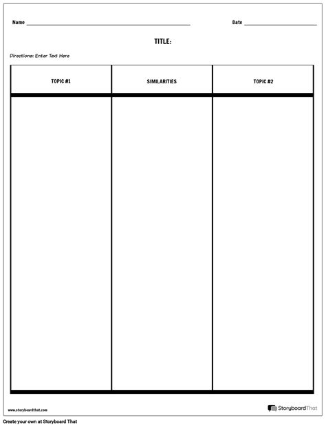 compare contrast table storyboard  worksheet templates