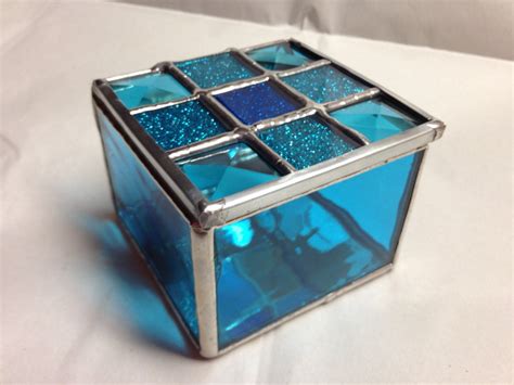 Stained Glass Jewelry Box Mini Blue Sparkle By Peaceluvglass