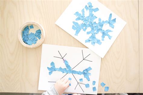 torn paper snowflake craft toddler  play