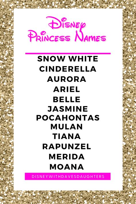 list    disney princesses