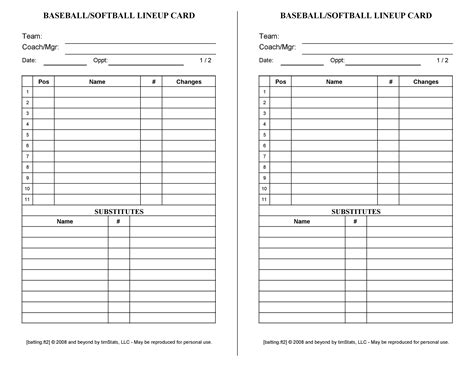 baseball lineup cards printable printable word searches
