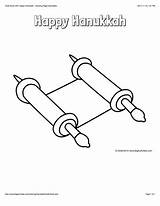 Hanukkah Scroll Happy Coloring Kids Torah Activities Words Bigactivities Pages sketch template