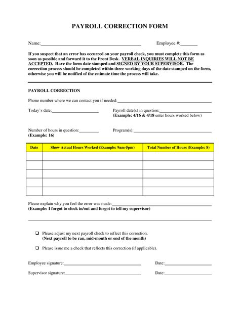 payroll correction form fill  sign
