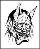 Hannya Oni Japanese Demon Hanya Getdrawings Devil Samurai Masks sketch template