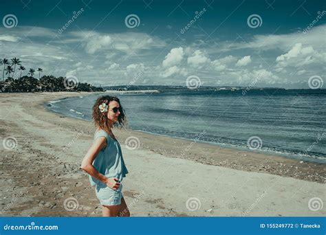 Tourist Woman Enjoy Vacation On Kuta Beach Bali Traveller Explore