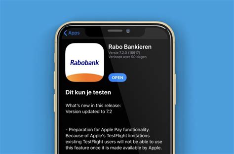 rabobank gestart met testen van apple pay  testflight