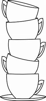 Cup Coffee Cups Coloring Stack Printable Pages Drawing Tea Digi Applique Patterns Stamps Blank Template Line Books Outline Colouring Templates sketch template