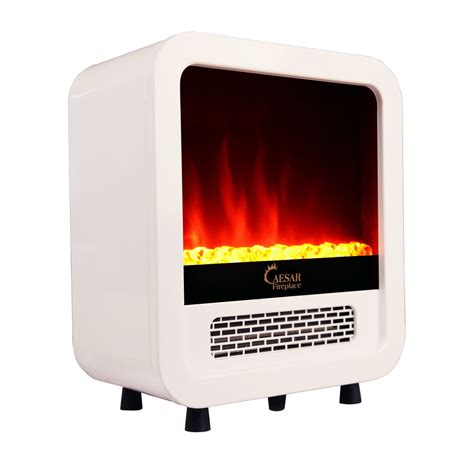 caesar hardware portable mini indoor compact freestanding bedroom electric fireplace heater white