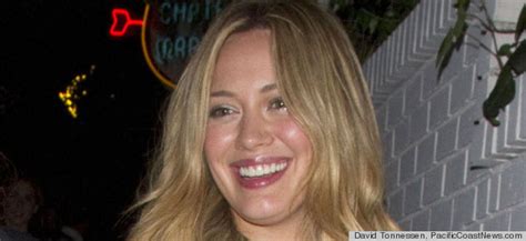 Hilary Duff Dons Leather Leggings Tube Top For Night Out