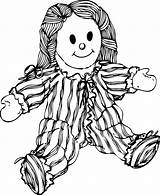 Doll Coloring Pages Stuffed Clipart Clip Ragdoll Publicdomains Svg Kids 2159 sketch template