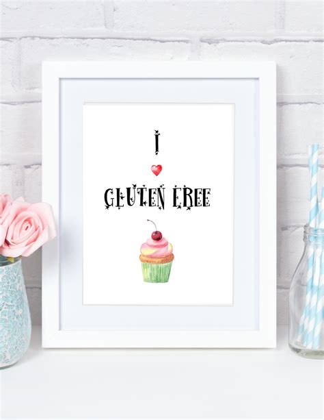 gluten  enjoy sign wwatercolor cupcakesprintable digital art