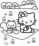Kitty Hello Coloring Pages Printable Picnic Friends Print Friend Her sketch template