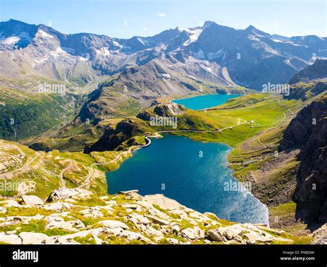 stunning view  gran paradiso park lakes   nivolet  piedmont italy stock photo alamy