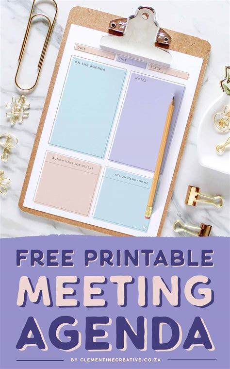 stylish printable meeting agenda template