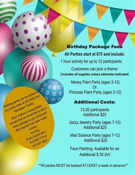 birthday party package savannah ga official website
