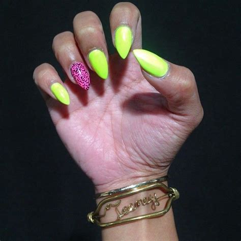 Short And Sweet Stiletto Nails Highlighter Colors Neon