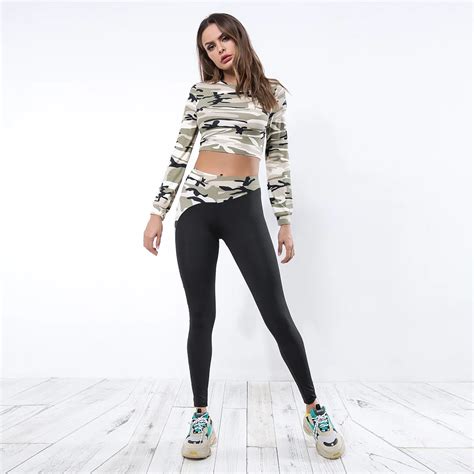 gxqil breathable sport workout clothes women camouflage fitness sports suit clothing gym woman